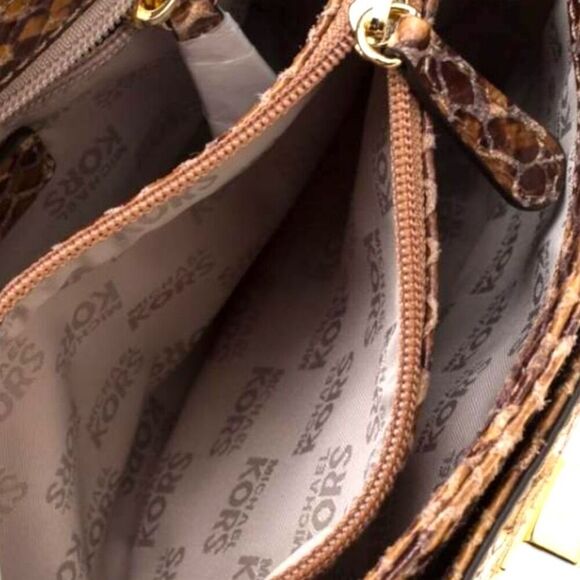 Michael Kors Python Embossed Patent Leather Shoulder Bag - Picture 12 of 16